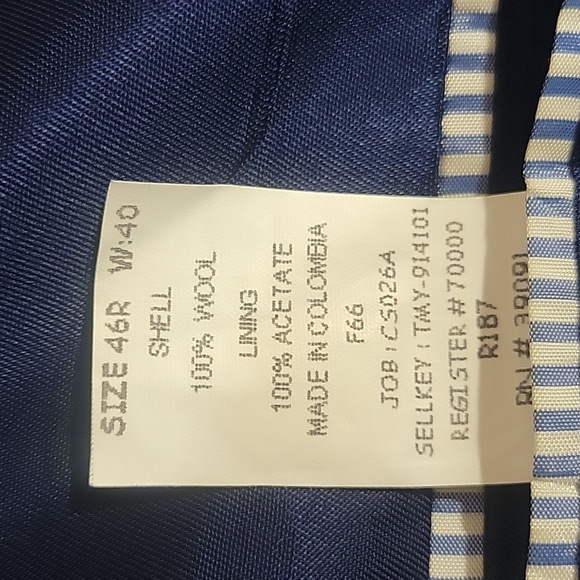 Tommy Hilfiger Navy Men's Blazer, 100% Wool, Size 46R - Picture 5 of 5